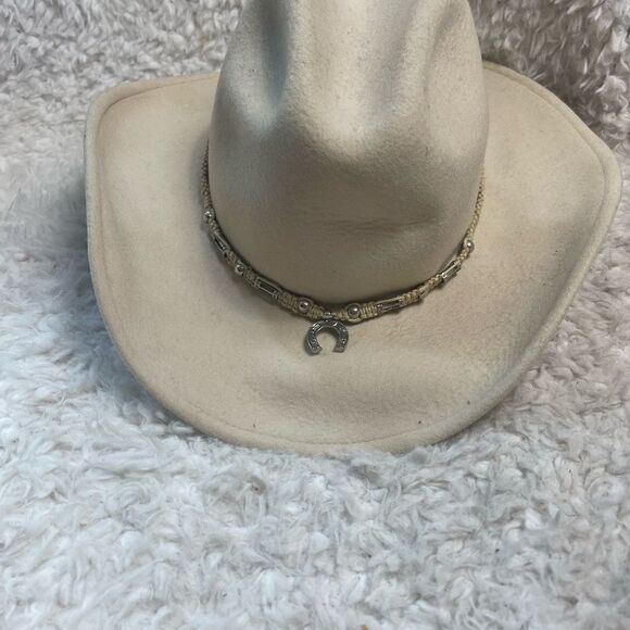Vintage Rodeo King Beaver Felt Cowboy Hat with Horseshoe Pendant accent SZ S - Picture 4 of 13